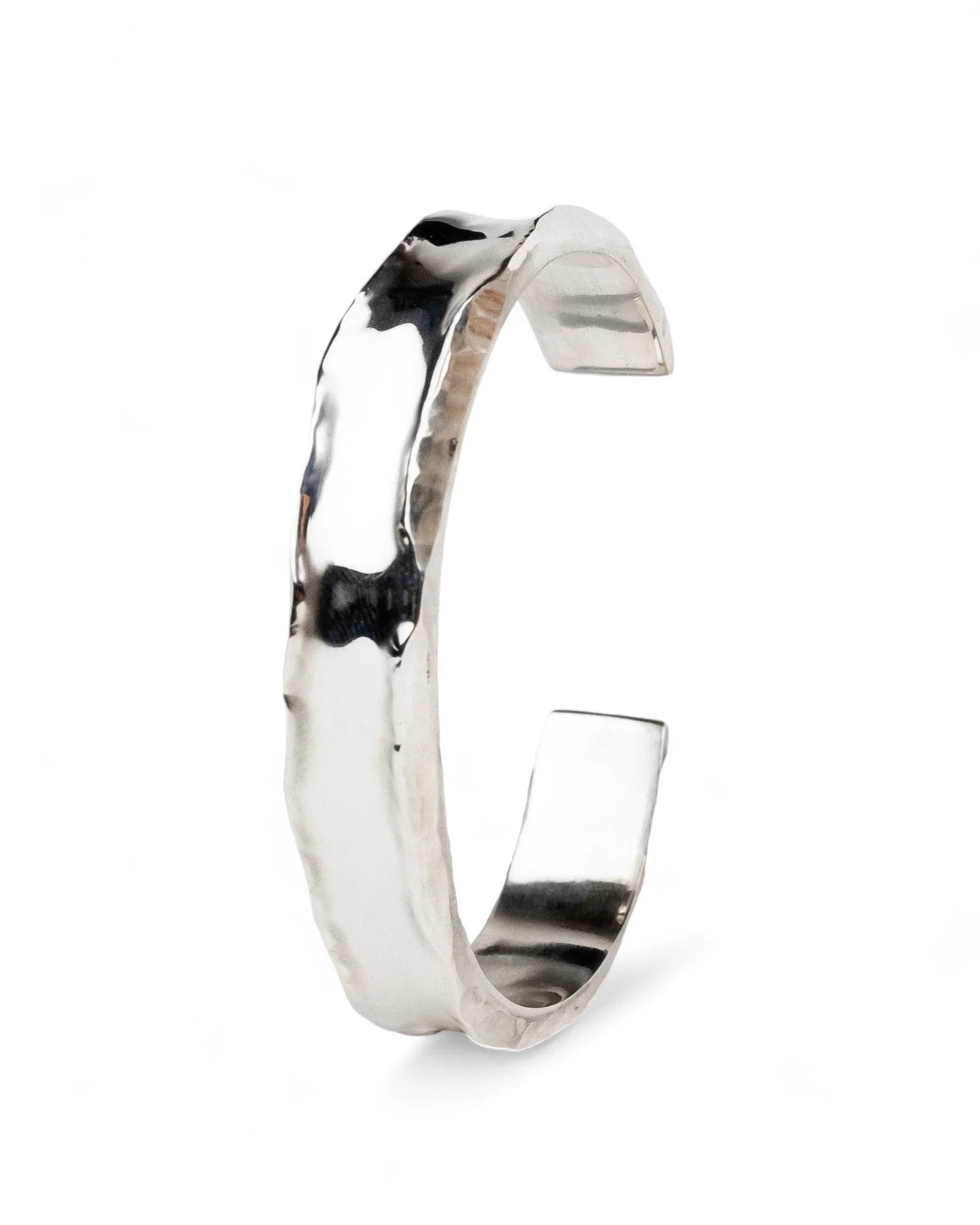 Side Hammered Silver Cuff Bangle (Wide) Bangle Pruden and Smith
