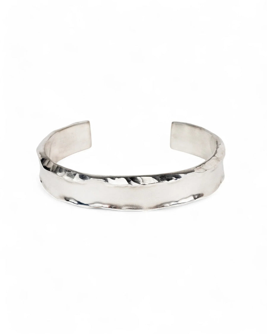 Side Hammered Silver Cuff Bangle (Wide) Bangle Pruden and Smith