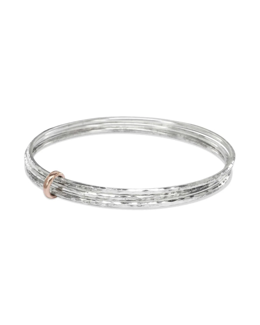 Triple Silver Bangle With Gold Ring Bangle Pruden and Smith