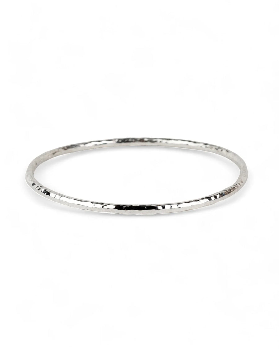 Hammered Round Solid Silver Bangle (2-5mm) Bangle Pruden and Smith