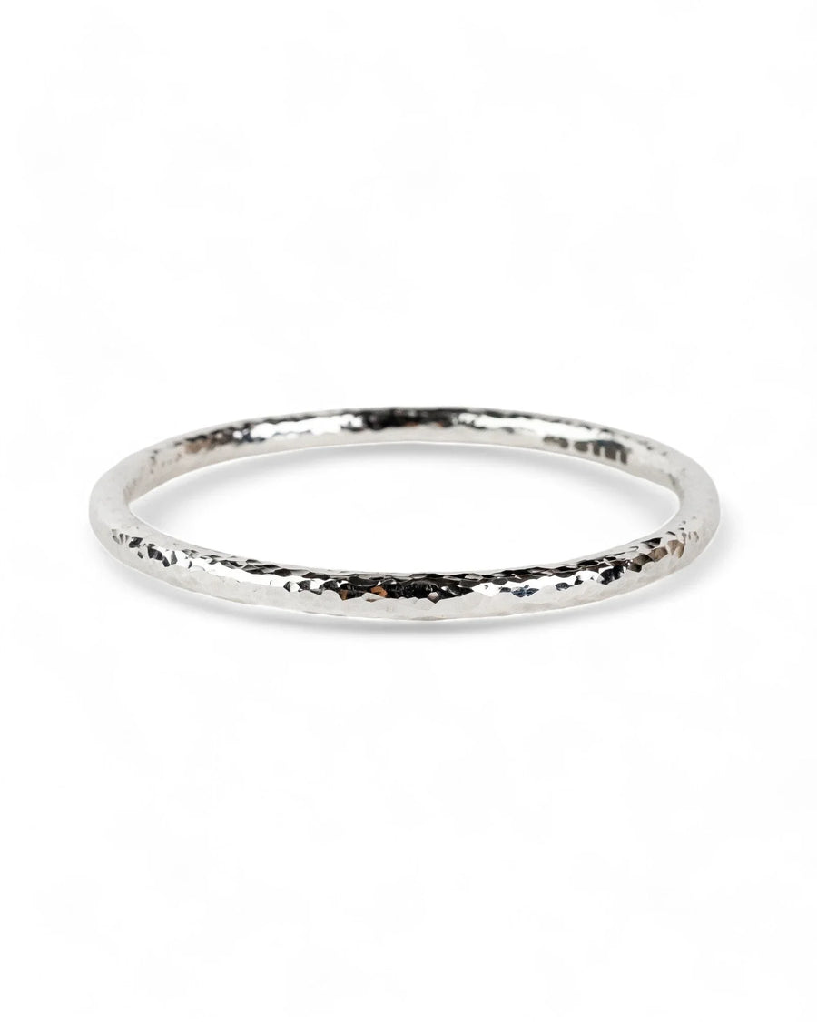 Hammered Round Solid Silver Bangle (2-5mm) Bangle Pruden and Smith