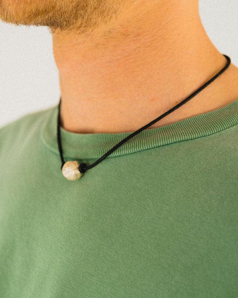 Silver Nugget Bead with Faux Leather Necklace Necklace Pruden and Smith