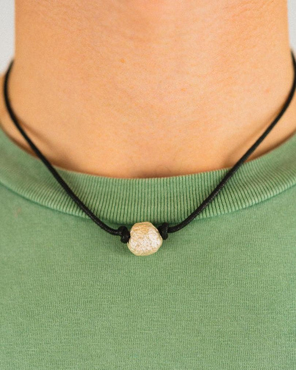 Silver Nugget Bead with Faux Leather Necklace Necklace Pruden and Smith