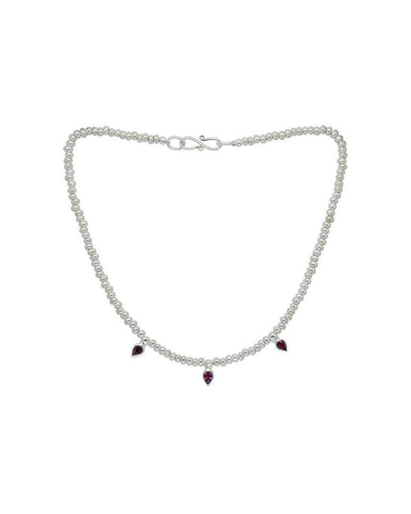 Silver Nugget Drop Ruby Necklace Necklace Pruden and Smith