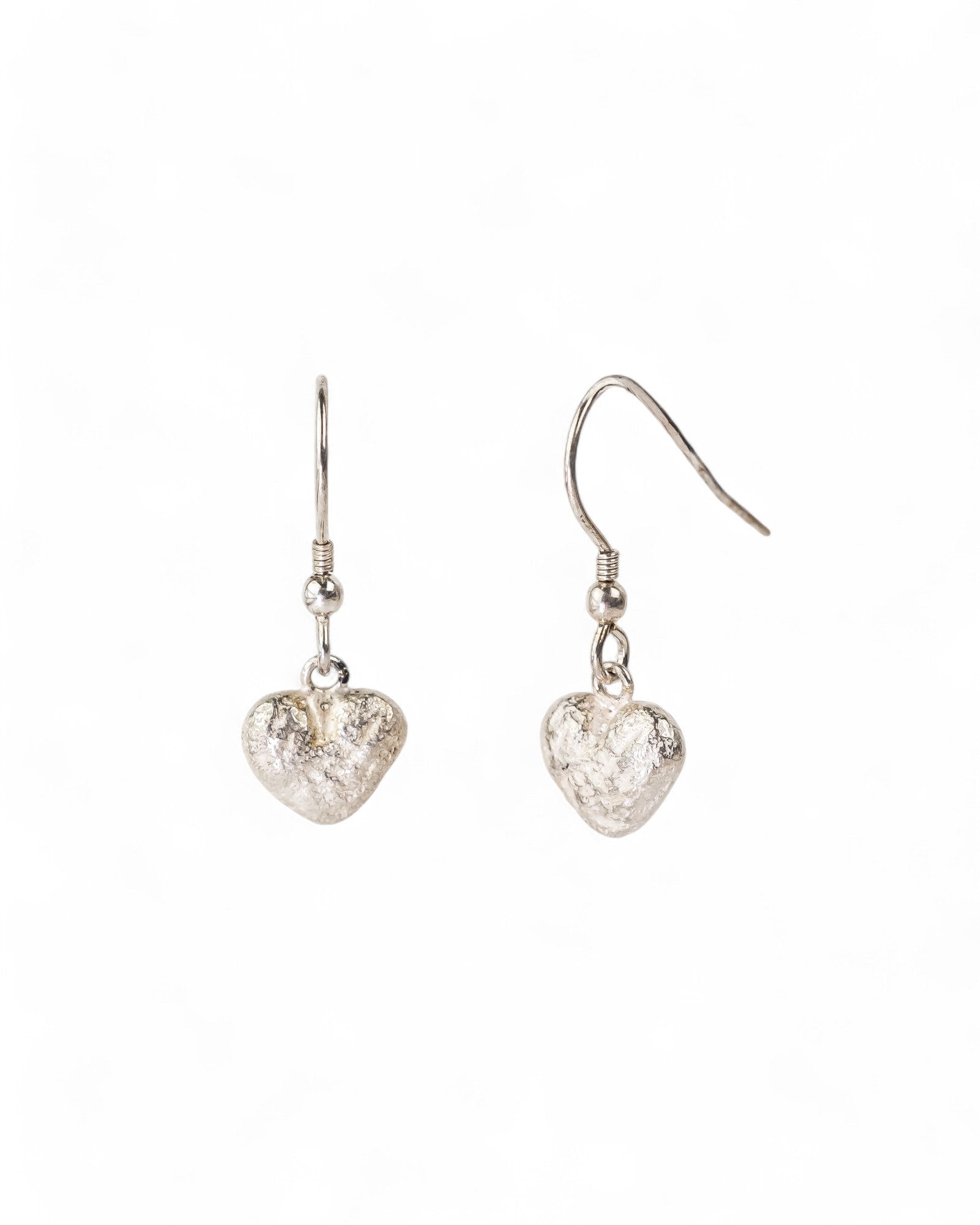 Silver Nugget Heart Earrings Earrings Pruden and Smith