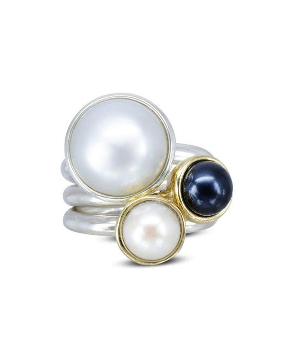 Silver Pearl Stacking Rings Ring Pruden and Smith