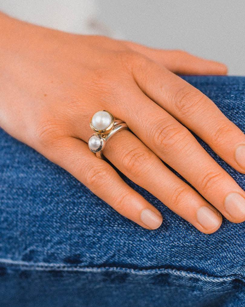 Silver Pearl Stacking Rings Ring Pruden and Smith