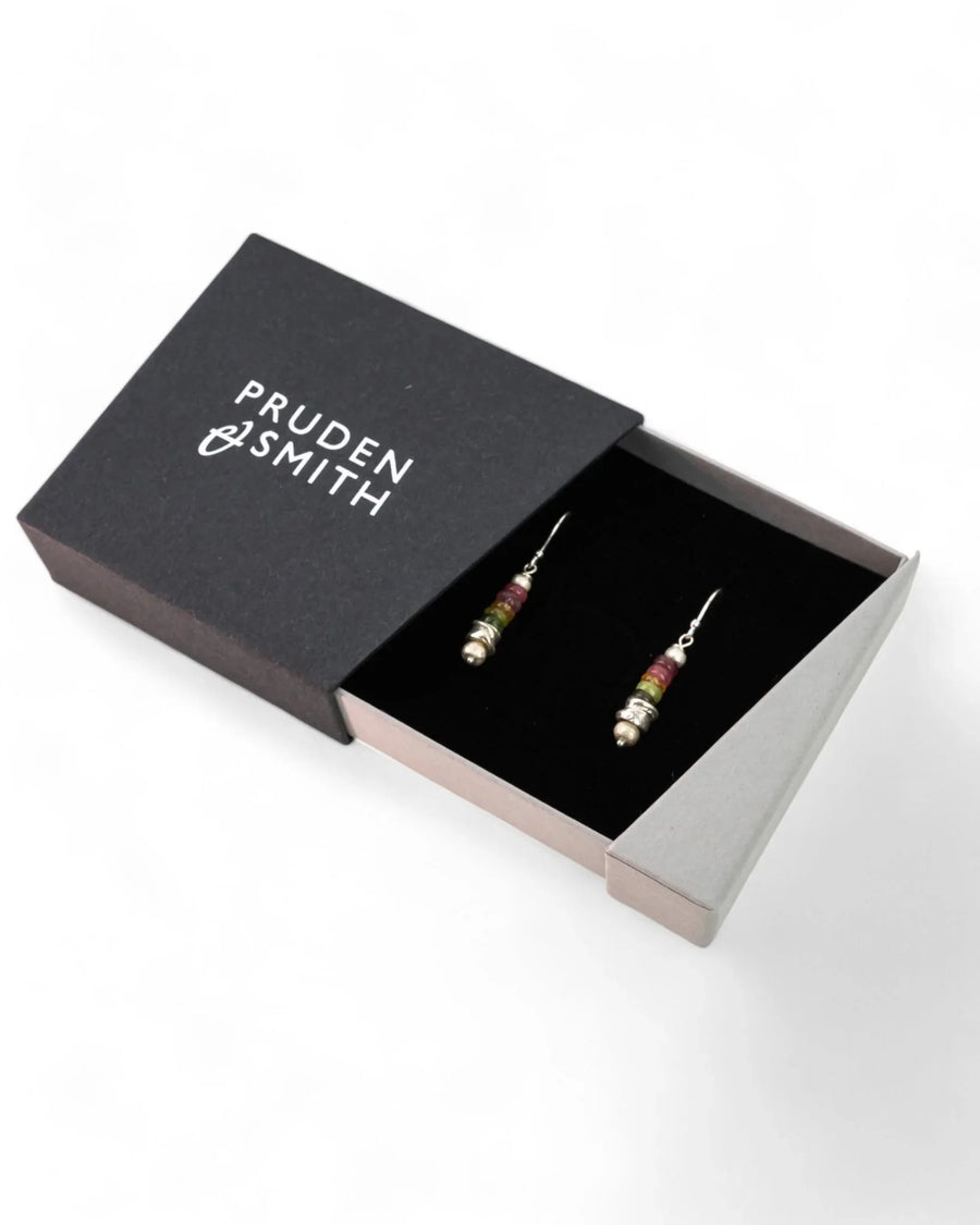 Silver Tourmaline Earrings (Mixed Colour) Necklace Pruden and Smith