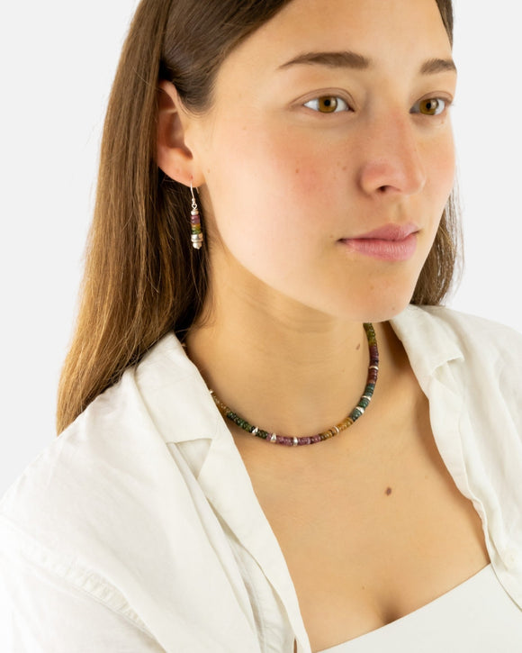 Silver Tourmaline Earrings (Mixed Colour) Necklace Pruden and Smith