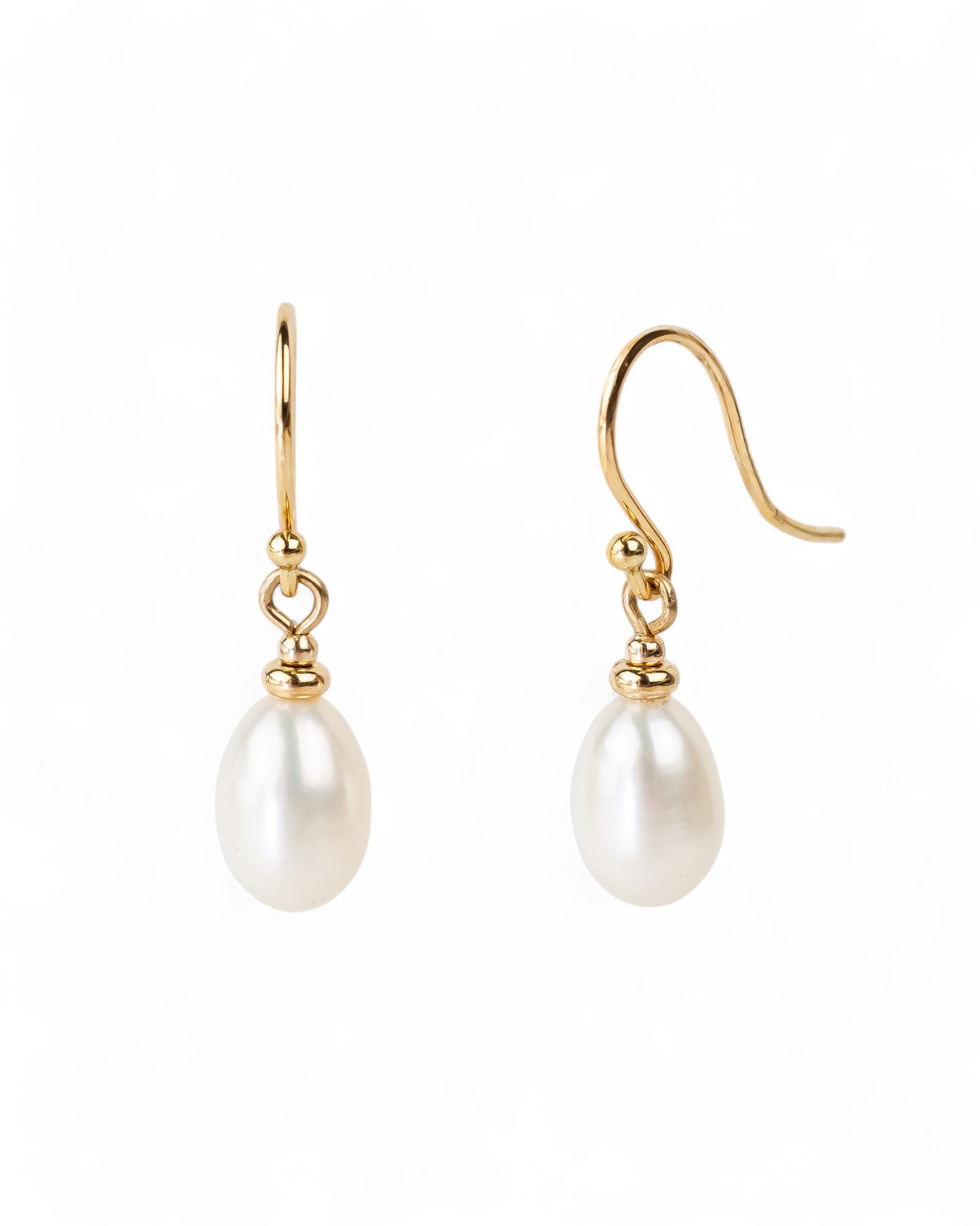 Simple Pearl Drop Earrings Earrings Pruden and Smith 9ct Yellow Gold