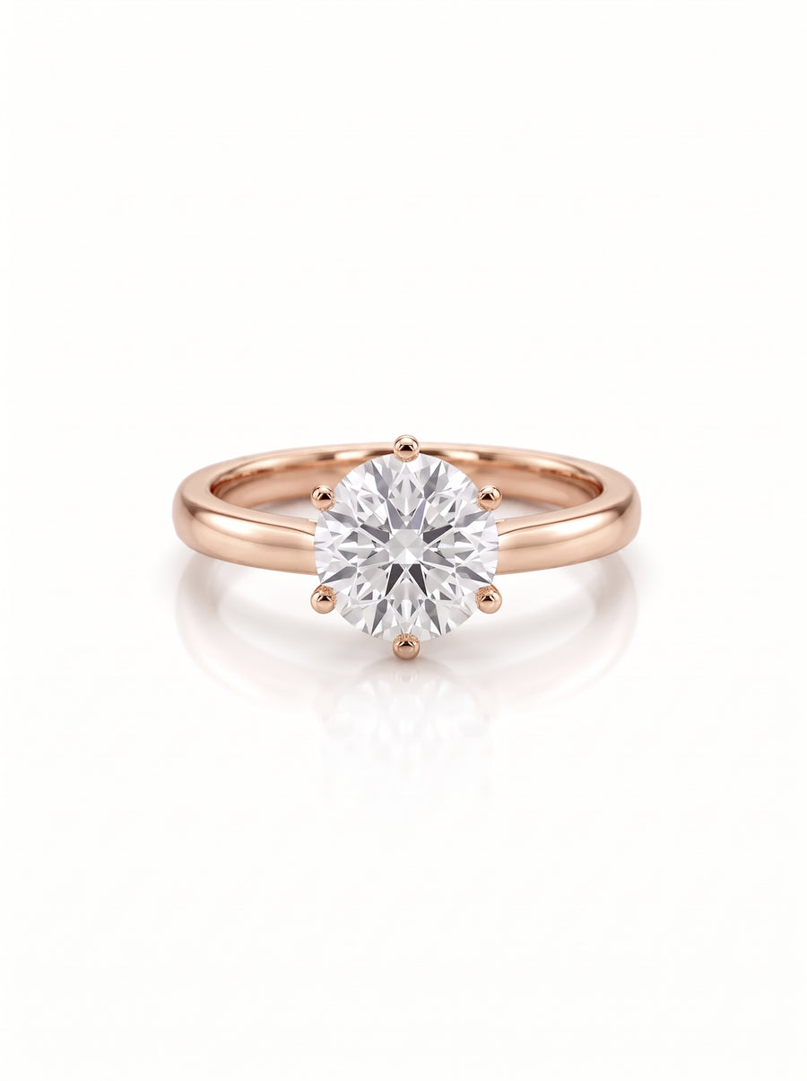 Six Claw V Setting Solitaire Engagement Ring