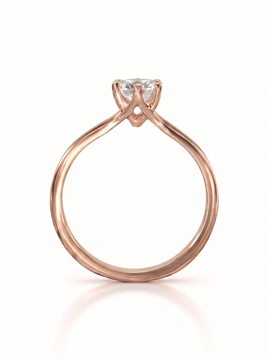 Six Claw V Setting Solitaire Engagement Ring
