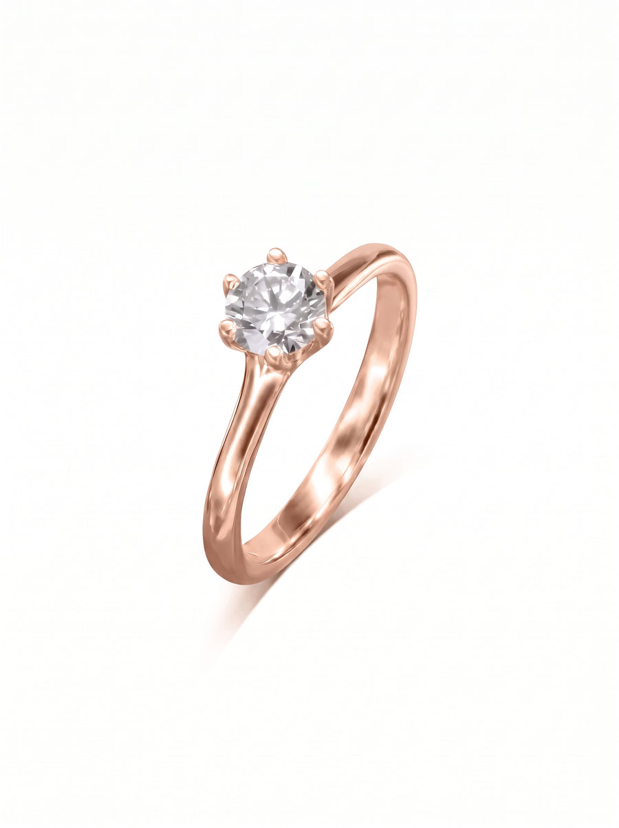 Six Claw V Setting Solitaire Engagement Ring