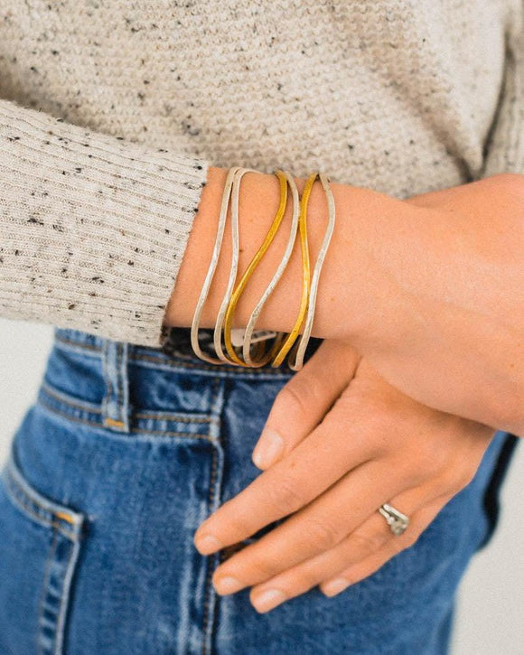 Six Strand Gold and Silver Cuff Bangle Bangle Pruden and Smith