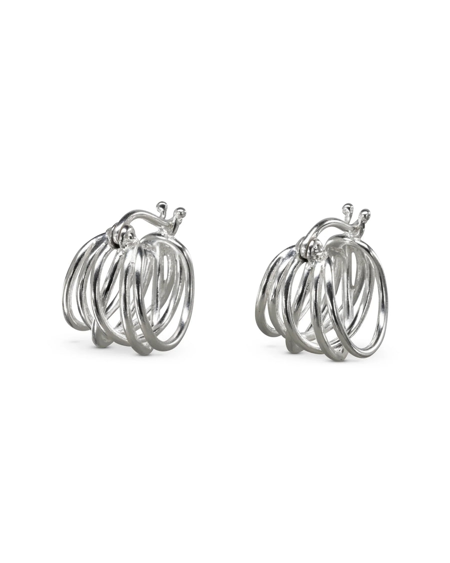 Six Strand Silver Hoop Earrings Pruden and Smith