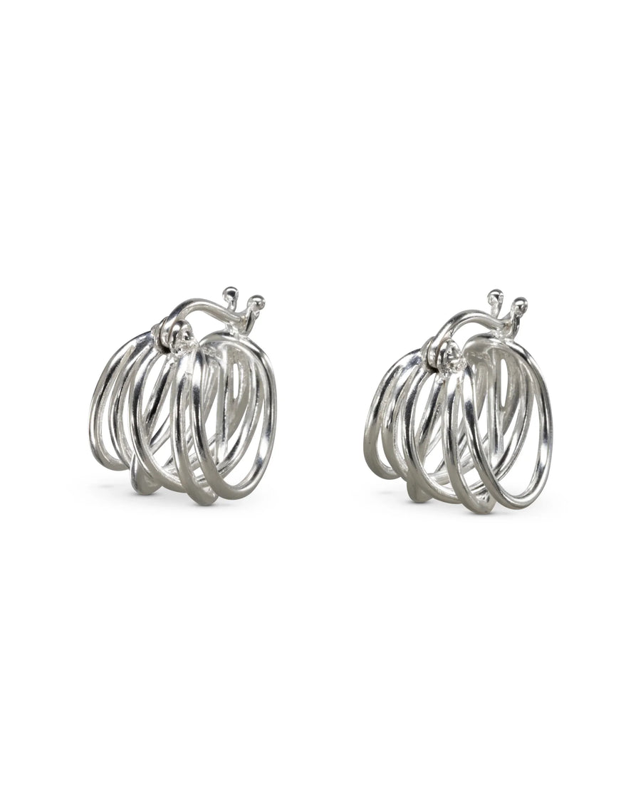 Unusual Six Strand Silver Hoop Earrings Pruden and Smith