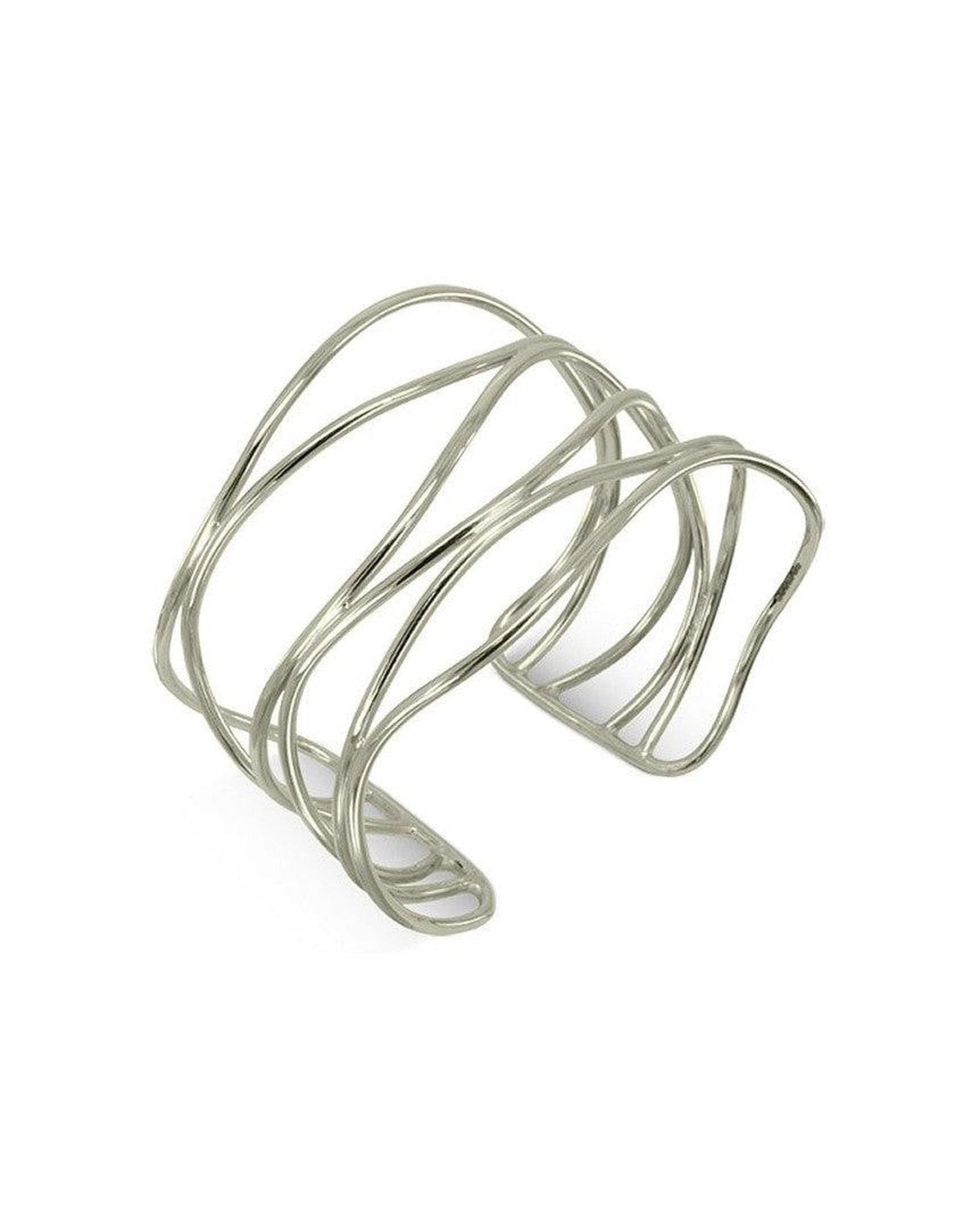 Six Strand Solid 9ct Gold Cuff Bangle (Wide) Bangle Pruden and Smith 9ct White Gold