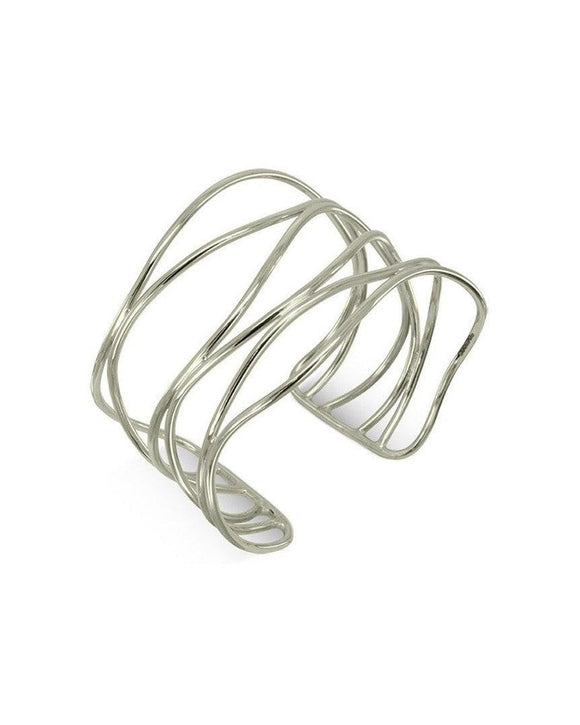 Six Strand Solid 9ct Gold Cuff Bangle (Wide) Bangle Pruden and Smith 9ct White Gold