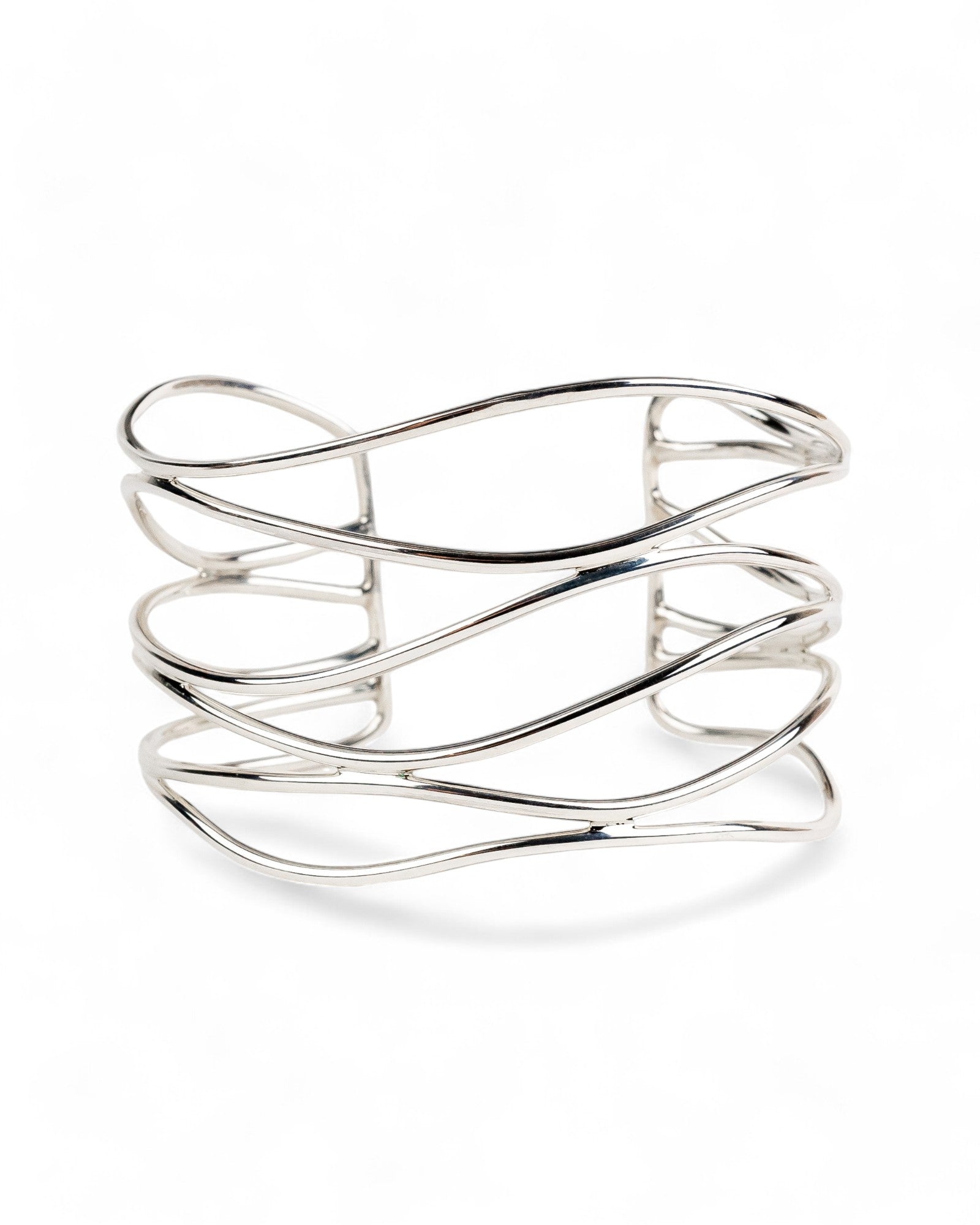 Six Strand Solid Silver Cuff Bangle (Wide) Bangle Pruden and Smith