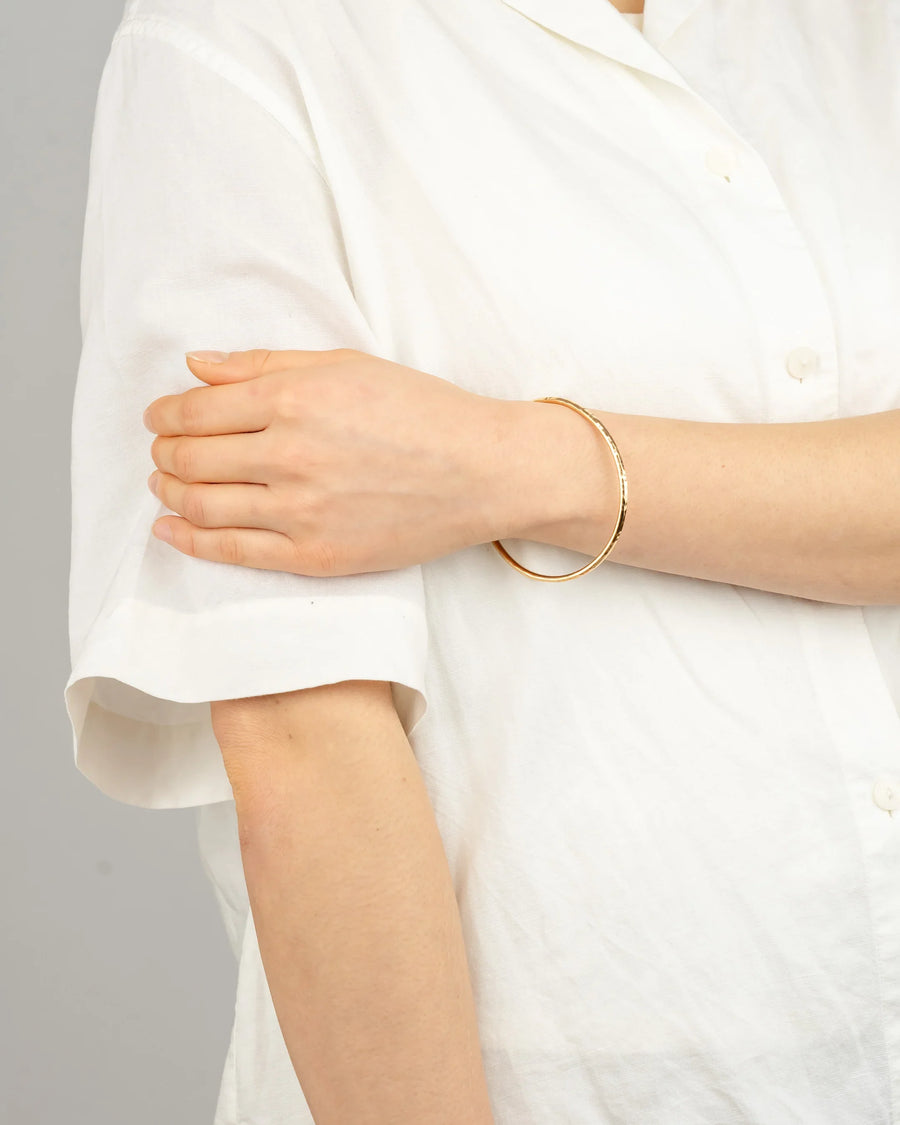 Hammered Solid 9ct Gold Round Bangle Bangle Pruden and Smith