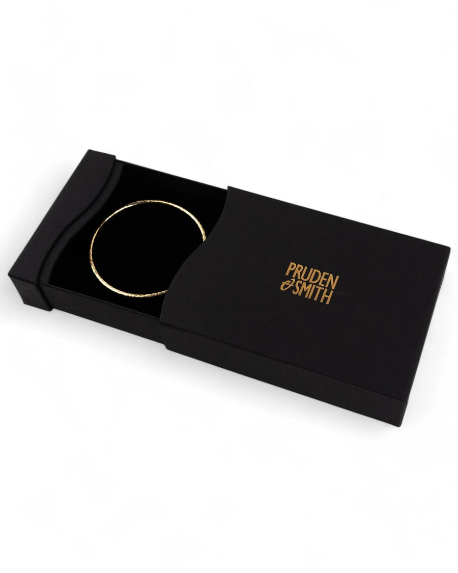 Hammered Solid 9ct Gold Round Bangle Bangle Pruden and Smith