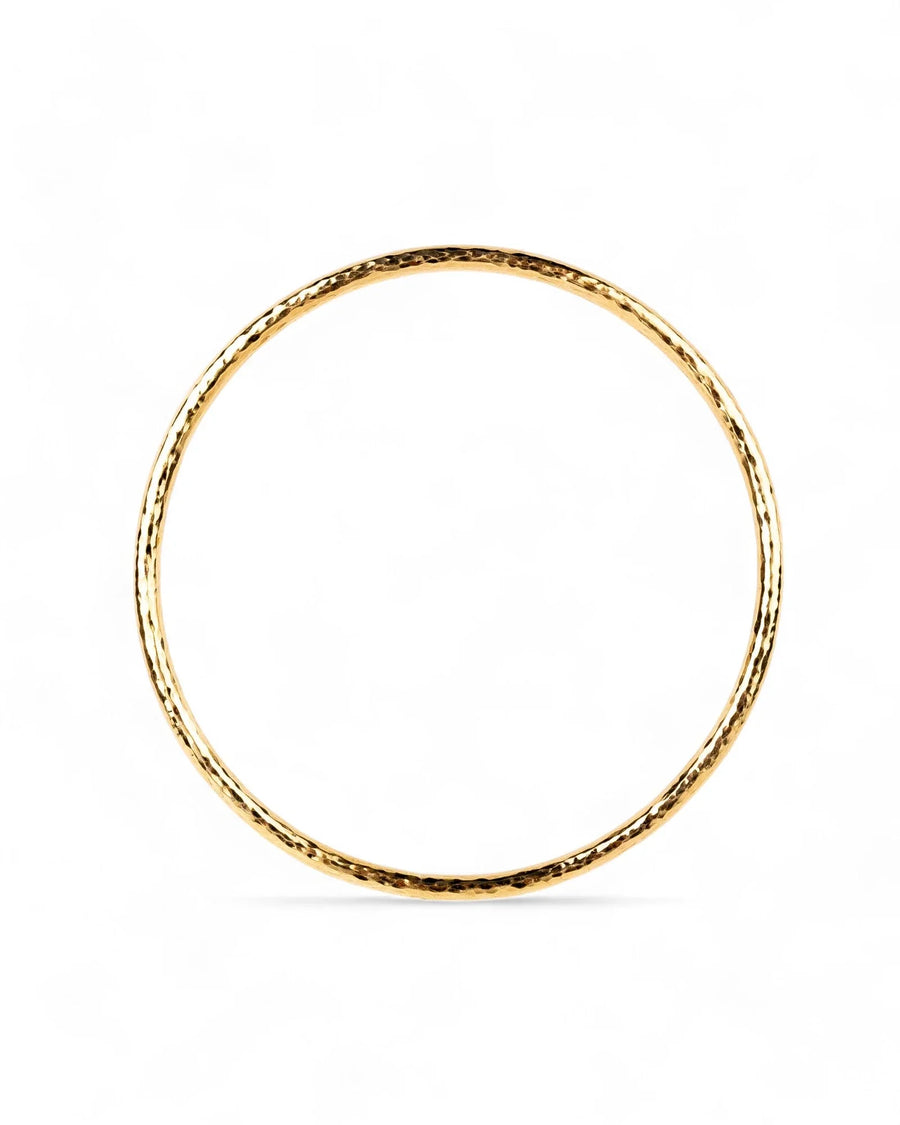 Hammered Solid 9ct Gold Round Bangle Bangle Pruden and Smith