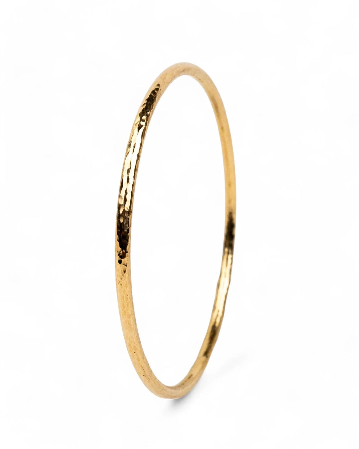 Hammered Solid 9ct Gold Round Bangle Bangle Pruden and Smith
