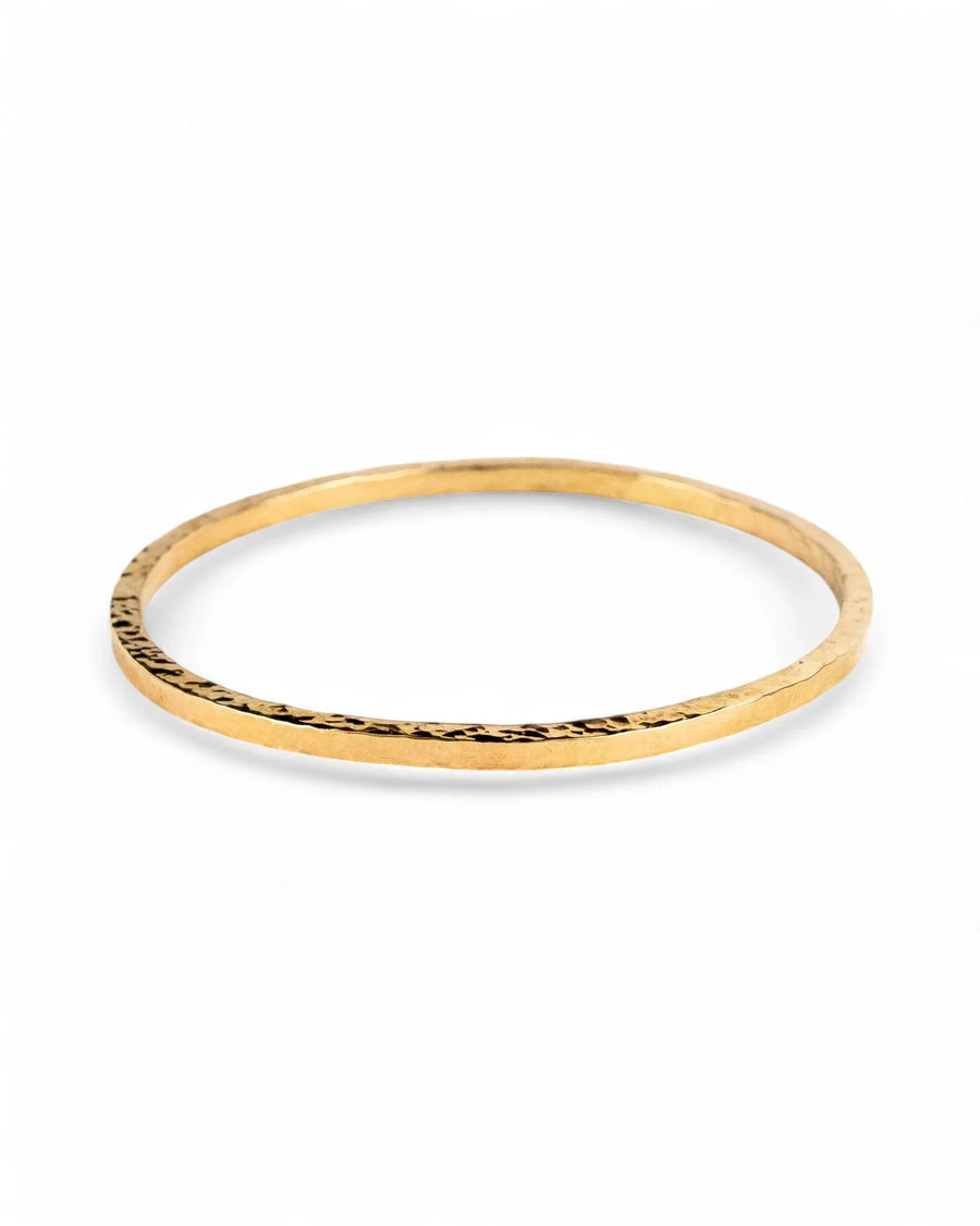 Hammered Solid 9ct Gold Square Bangle Bangle Pruden and Smith