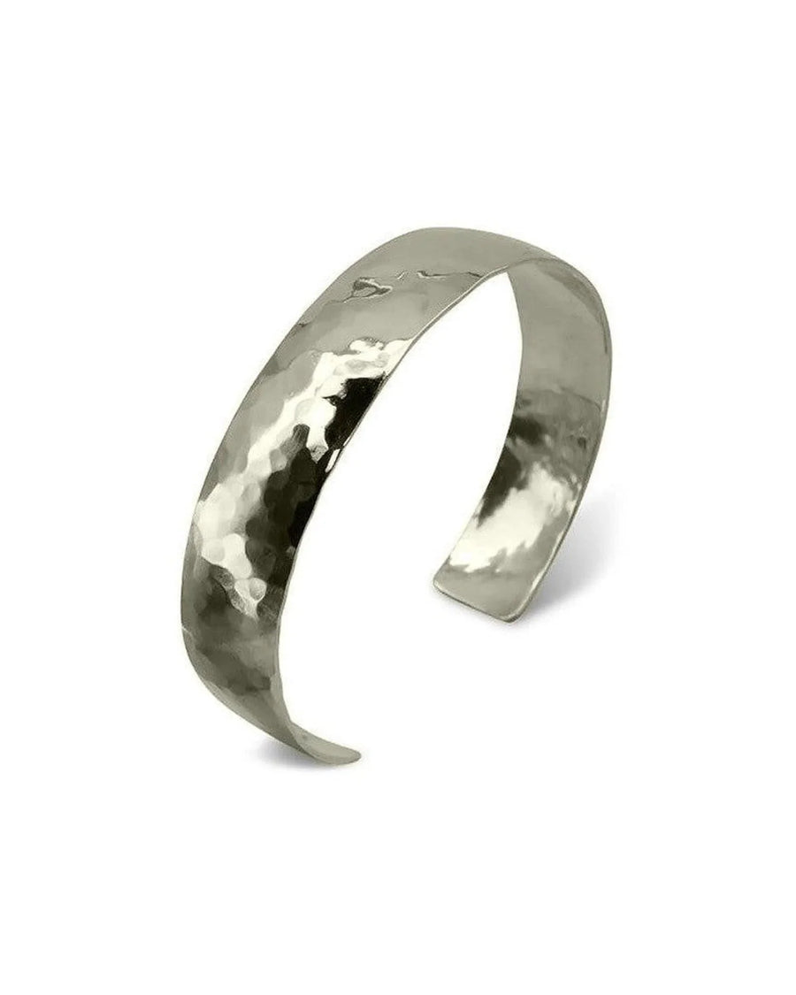 Hammered Convex Solid 9ct Gold Cuff Bangle Bangle Pruden and Smith 9ct White Gold