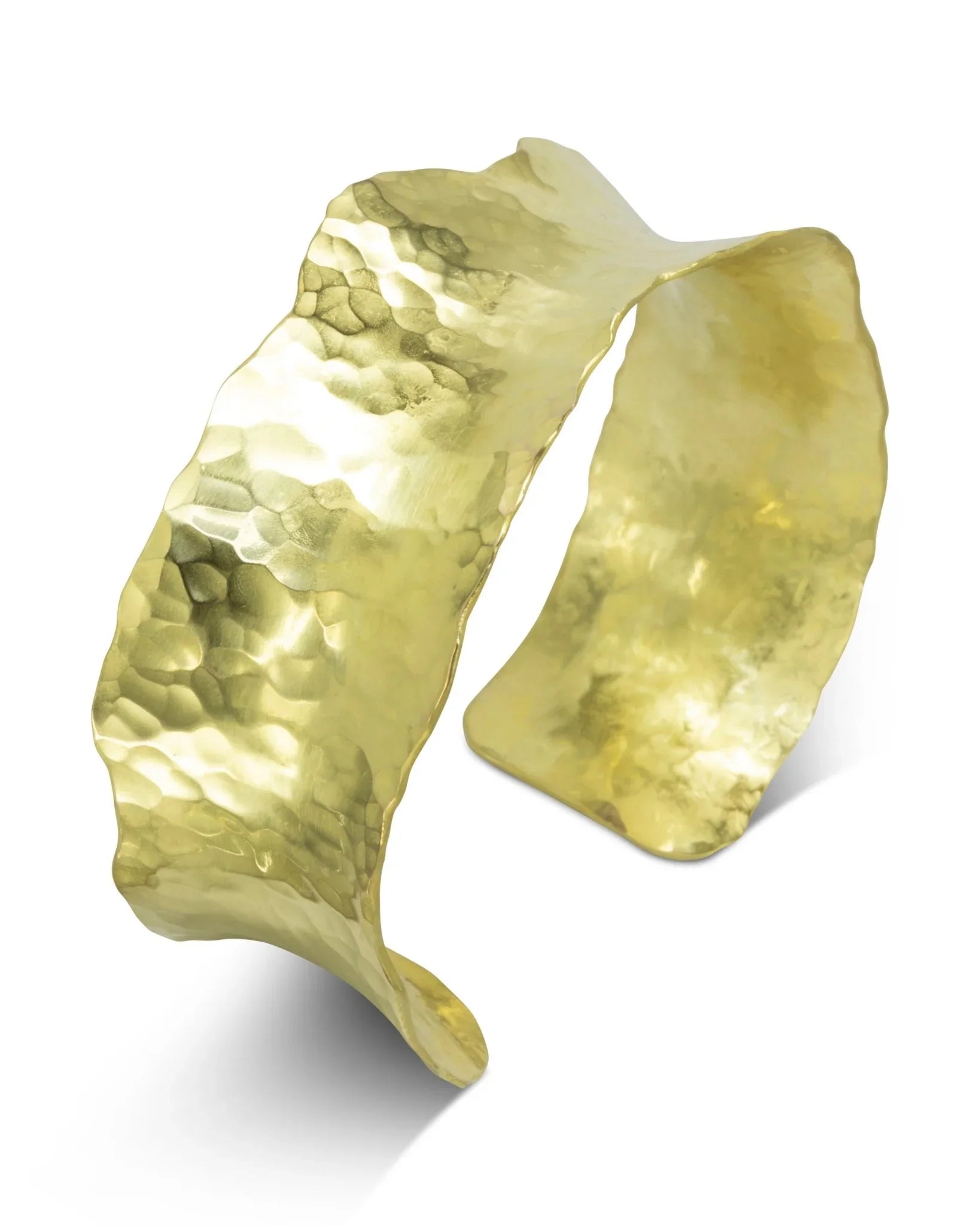 Hammered Wave Edge Solid 9ct Gold Bangle Bangle Pruden and Smith