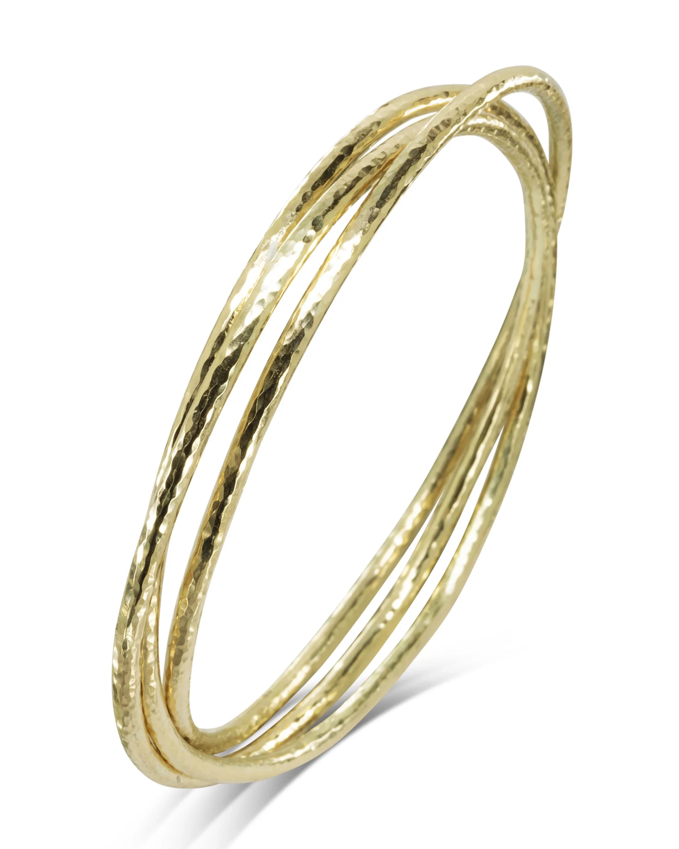 Solid Gold Triple Bangle Set Hammered Pruden and Smith