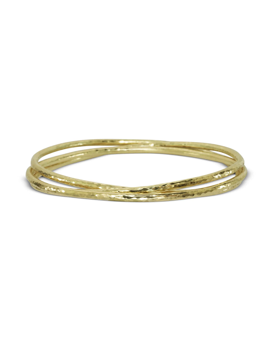 Solid Gold Triple Bangle Set Hammered Pruden and Smith
