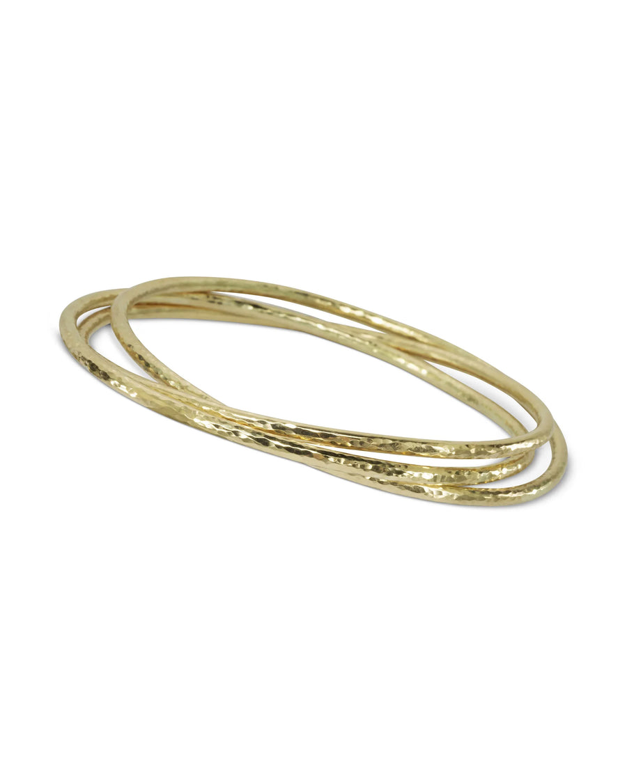 Solid Gold Triple Bangle Set Hammered Pruden and Smith