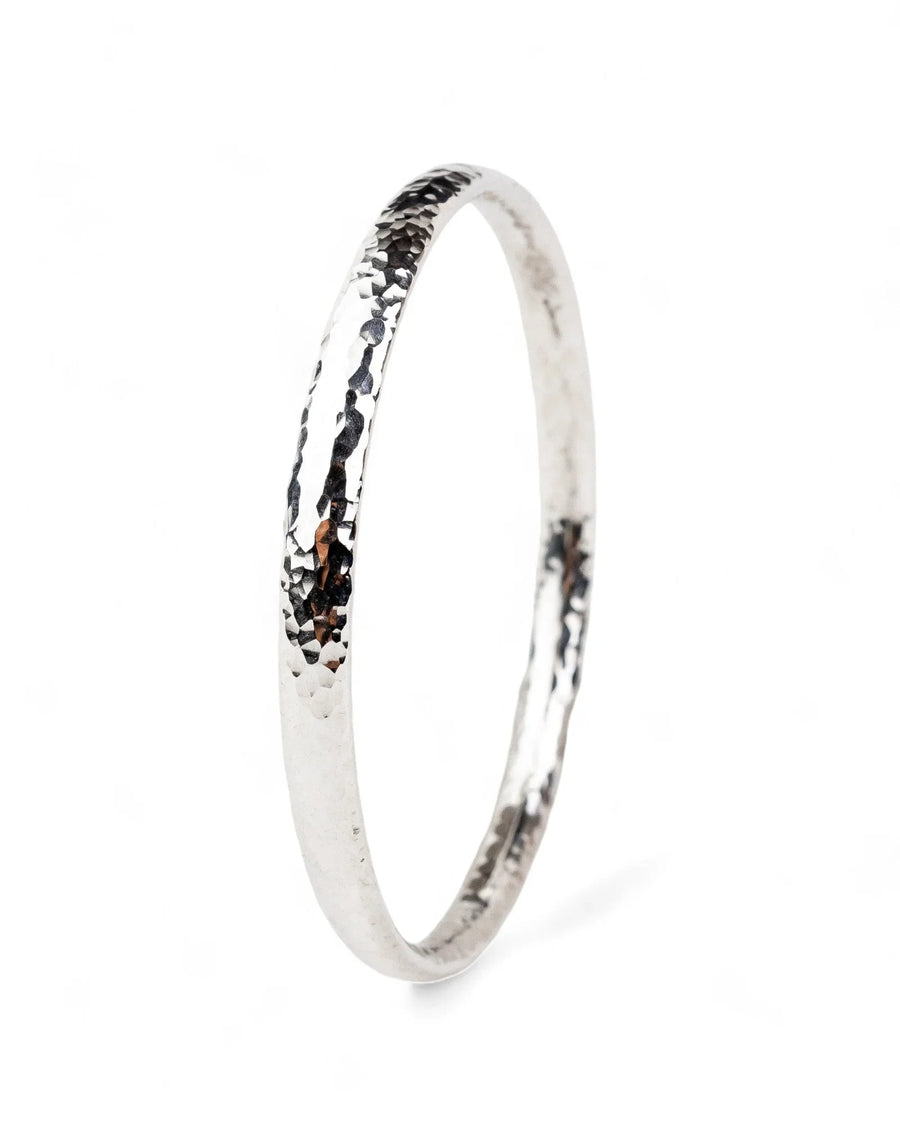 Oval Solid Silver Bangle (6mm) Bangle Pruden and Smith Small (60mmID) Hammered