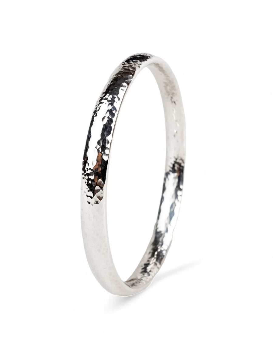 Oval Solid Silver Bangle (8mm) Bangle Pruden and Smith Small (60mmID) Hammered