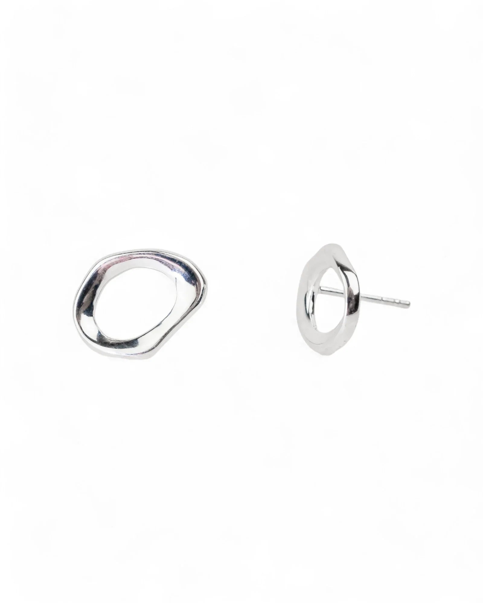 Solid Silver Loop Stud Earrings | Pruden & Smith