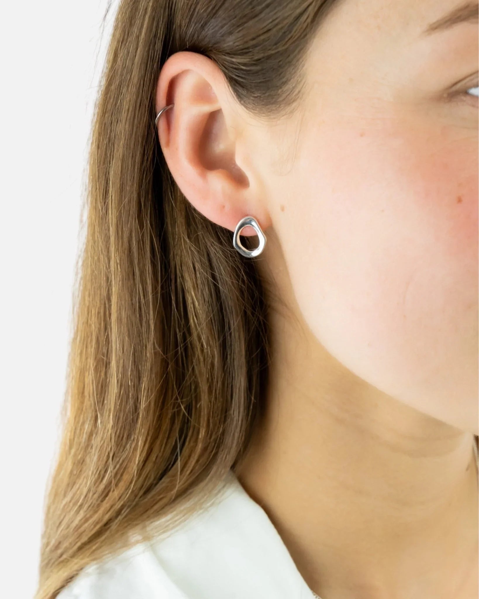 Solid Silver Loop Stud Earrings Earrings Pruden and Smith