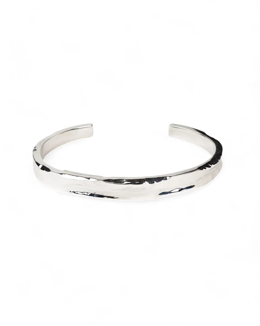 Side Hammered Solid Silver Cuff Bangle Bangle Pruden and Smith