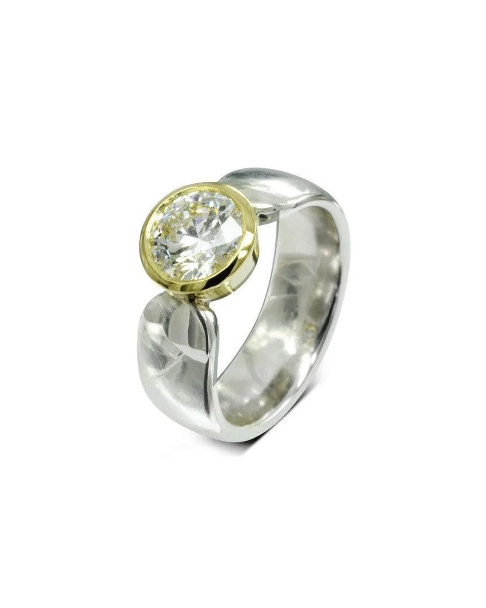 Solitaire Diamond Two Tone Engagement Ring Ring Pruden and Smith