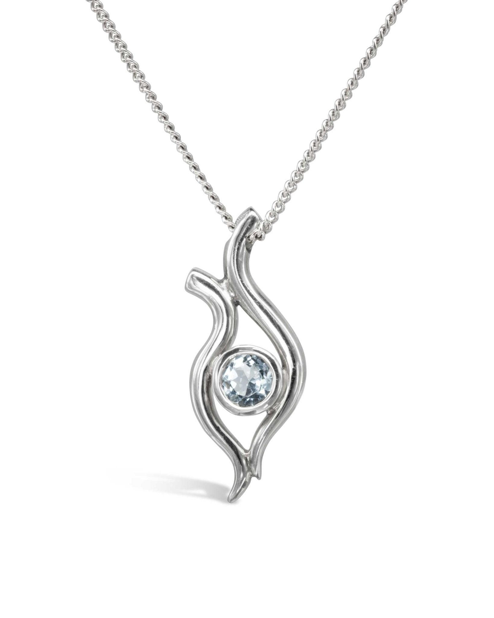 Spiky 9ct White Gold Gemstone Pendant Pendant Pruden and Smith Aquamarine - Sea Blue