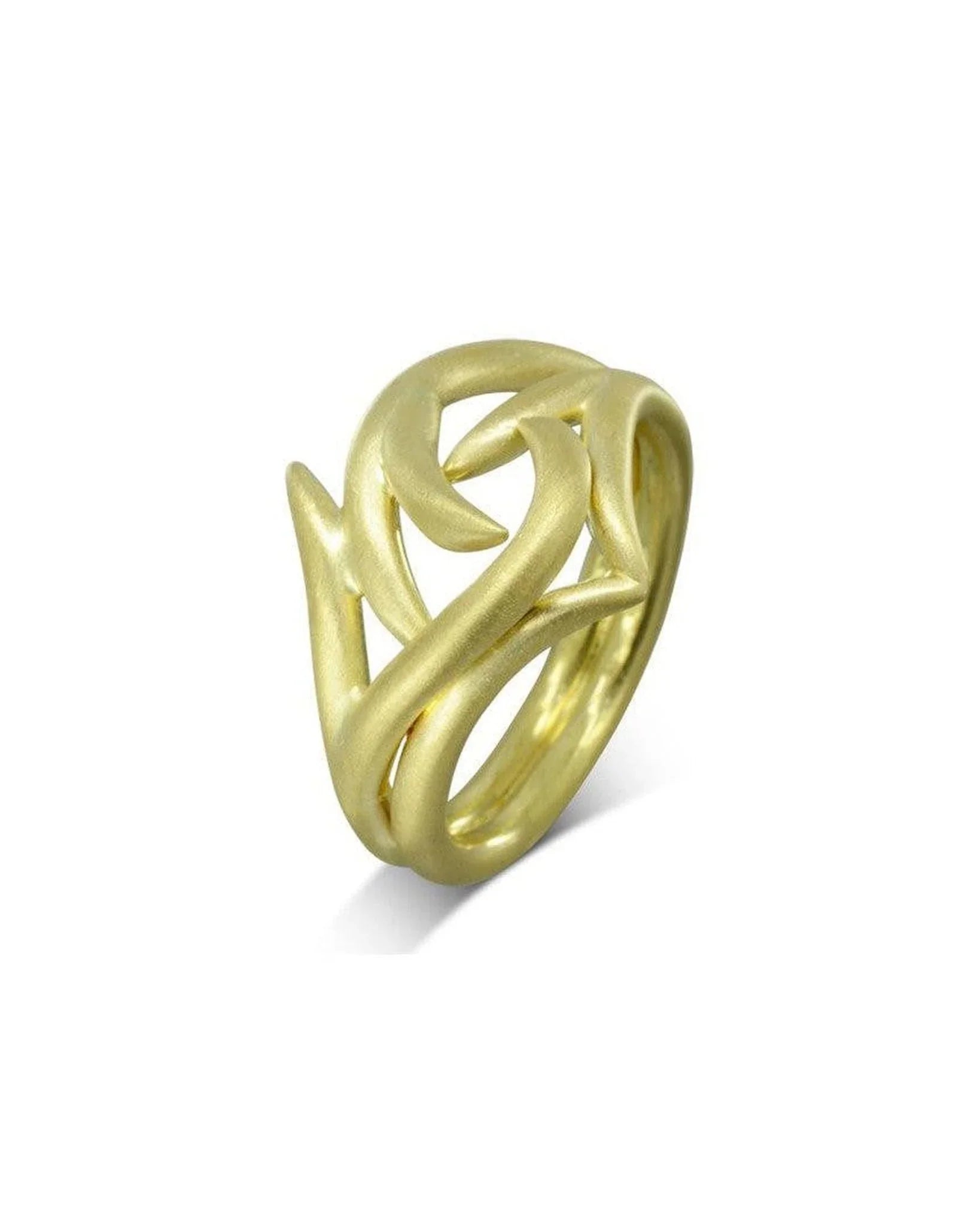 Spiky Brushed Yellow Gold Dress Ring Ring Pruden and Smith