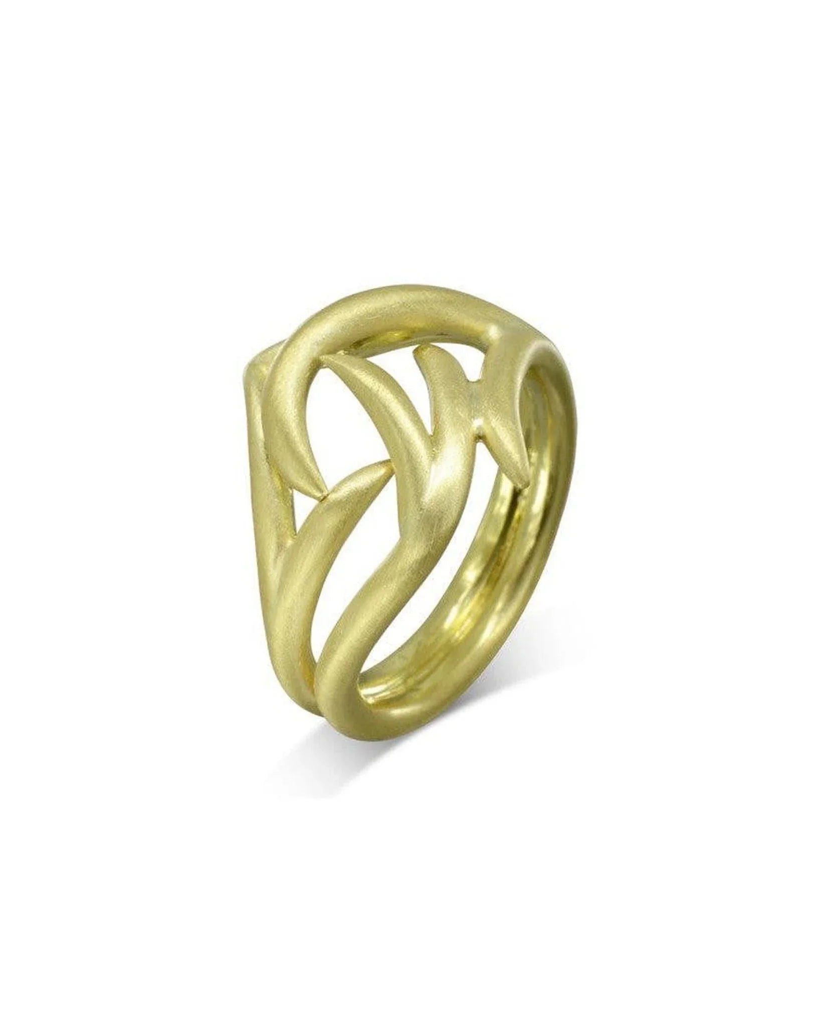 Spiky Brushed Yellow Gold Dress Ring Ring Pruden and Smith