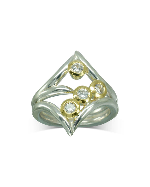 Spiky Diamond Two Colour Dress Ring Ring Pruden and Smith