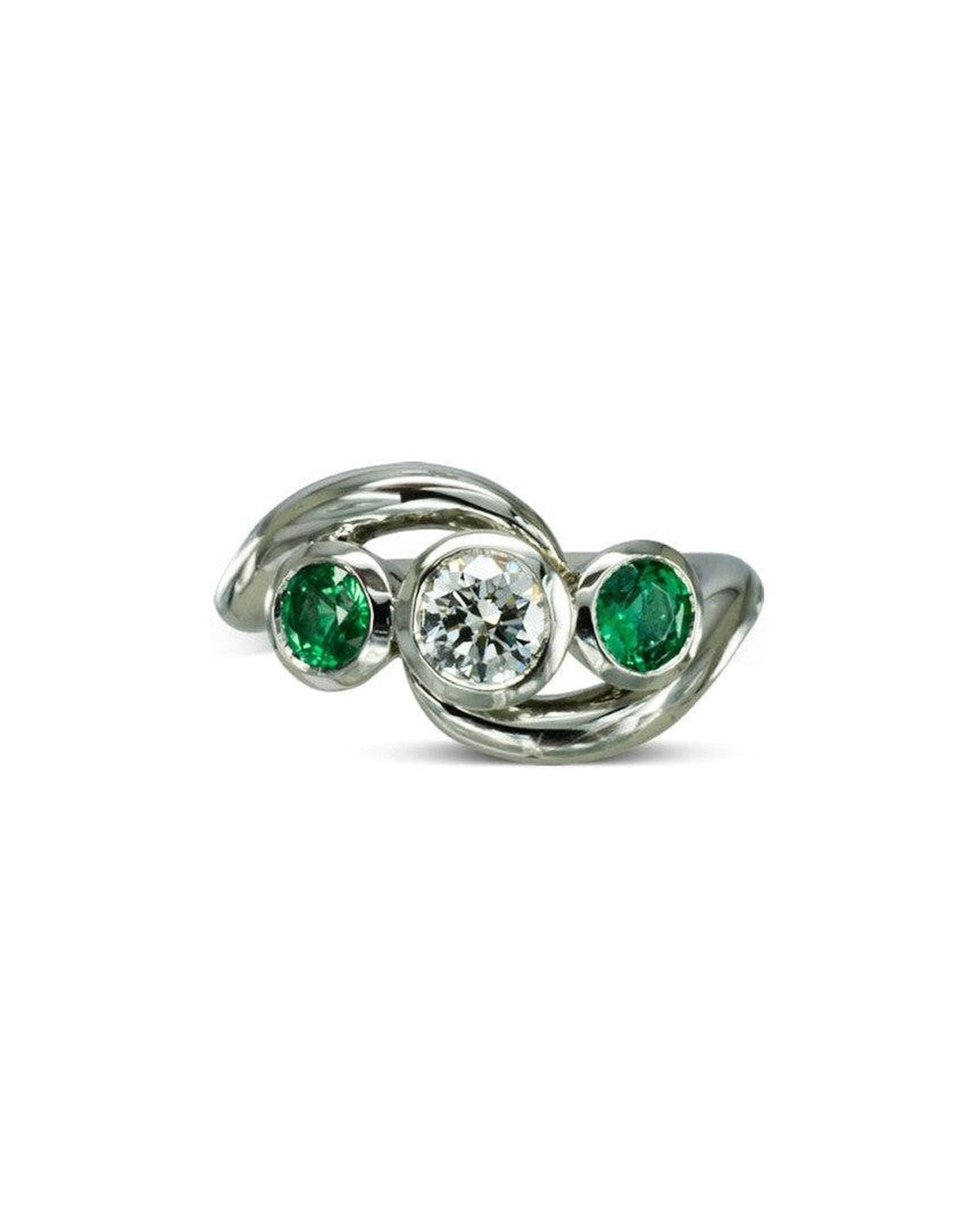 Spiky Emerald and Diamond Trilogy Ring Ring Pruden and Smith