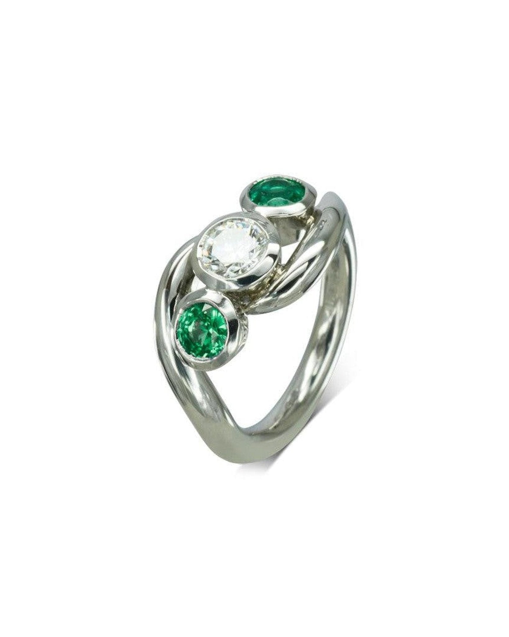 Spiky Emerald and Diamond Trilogy Ring Ring Pruden and Smith