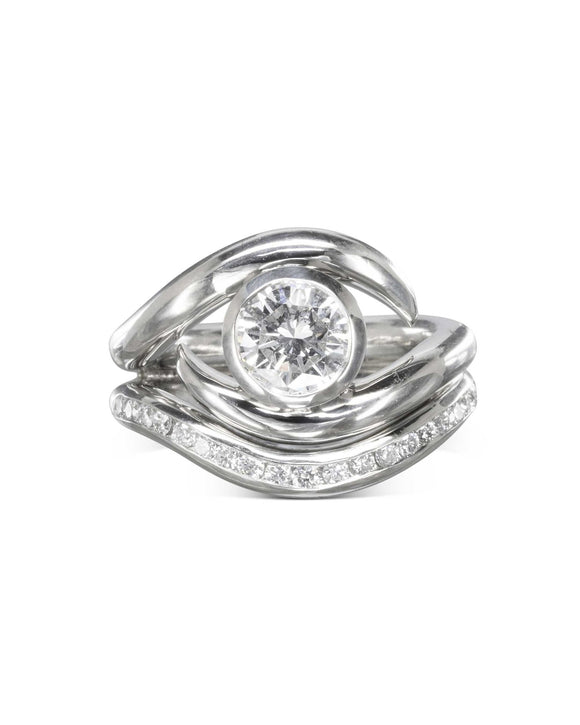 Spiky Engagement and Diamond Shaped Wedding Band Ring Pruden and Smith