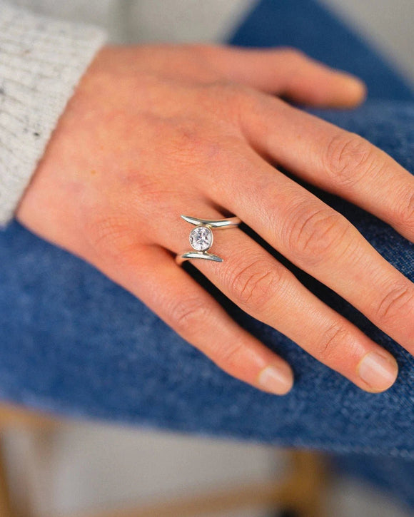 Spiky Engagement and Wishbone Wedding Ring Set Ring Pruden and Smith