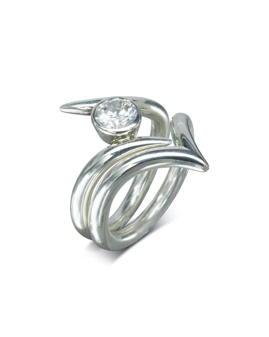 Spiky Engagement and Wishbone Wedding Ring Set Ring Pruden and Smith