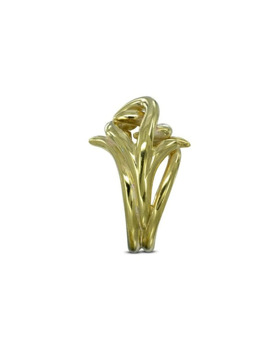 Handmade organic gold ring with spiky, sculptural design and textured finish