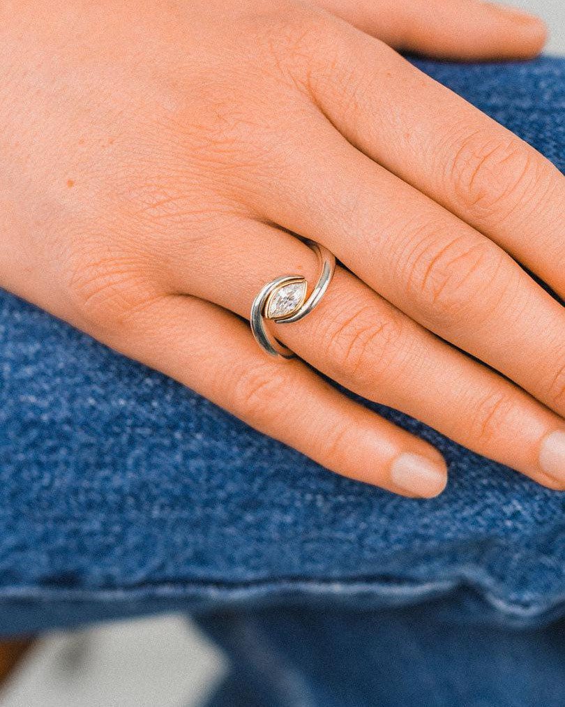 Spiky Marquise Cut Diamond Platinum Ring Ring Pruden and Smith